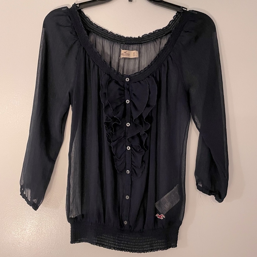 Navy blue Hollister Blouse with buttons, XS